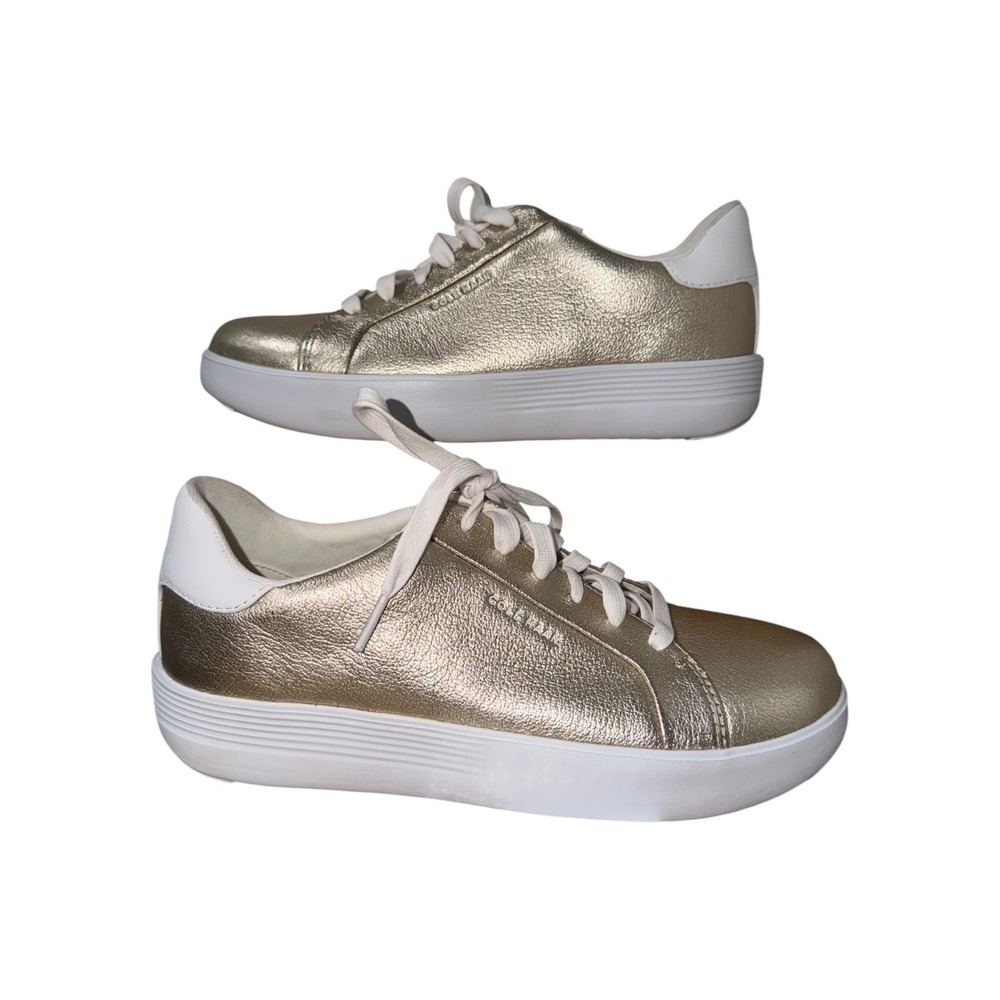 Cole Haan Grand Crosscourt Joy Platform Sneaker Gold Leather W29955 Womens 9B